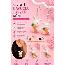 himi bijuteri aksesuar Havuçlu Tavşan Neşeli Sevimli Hayvan Figürlü Plastik Sallantılı Küpeler Hafif Tasarım Günlük Kullanım Bijuteri Çocuk Küpesi
