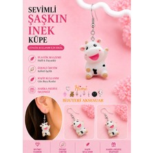 himi bijuteri aksesuar Şaşkın Inek Neşeli Sevimli Hayvan Figürlü Plastik Sallantılı Küpeler Hafif Tasarım Günlük Kullanım Bijuteri Çocuk Küpesi