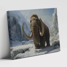 Popcas Paleolitik Tüyü Mamut Mezolitik Gerçekçi Tasvir ile Benzersiz Duvar Kanvas Duvar Tablosu