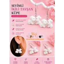 himi bijuteri aksesuar Neşeli Sevimli 2'li Tavşan Hayvan Figürlü Plastik Sallantılı Küpe Hafif Tasarım Günlük Kullanım Bijuteri Çocuk Küpesi