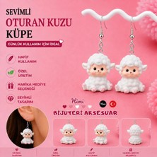 himi bijuteri aksesuar Sevimli Oturan Kuzu Hayvan Figürlü Plastik Sallantılı Küpe Hafif Tasarım Günlük Kullanım Bijuteri Çocuk Küpesi