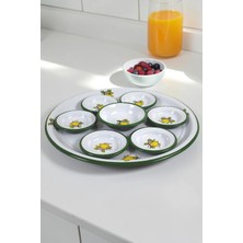 İnci Emaye 8 Parça Emaye Kahvaltı Seti, Sunum, Kahvaltı Tabağı, Reçellik, Zeytin, Peynir Tabağı, Çeyiz, Hediye