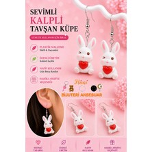 himi bijuteri aksesuar Kırmızı Kalpli Tavşan Neşeli Sevimli Hayvan Figürlü Plastik Sallantılı Küpeler Hafif Tasarım Günlük Kullanım Bijuteri Çocuk Küpesi