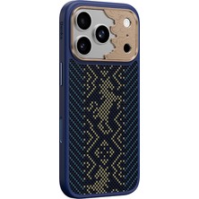 iPhone 17 Pro Max Kılıf M-Safe Şarj Özellik Karbon Fiber Benks Knight Armorpro Kevlar Kapak Lacivert