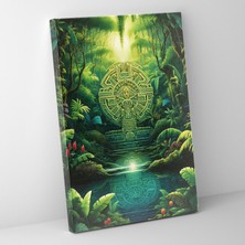 Popcas Sal Semboller Maya Kutsal Yağmur Ormanı Sanatı Maya Kanvas Tablo