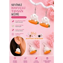 himi bijuteri aksesuar Neşeli Sevimli Hayvan Havuçlu Tavşan Figürlü Plastik Sallantılı Küpe Hafif Tasarım Günlük Kullanım Bijuteri Çocuk Küpesi