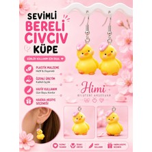 himi bijuteri aksesuar Bereli Civciv Neşeli Sevimli Hayvan Figürlü Plastik Sallantılı Küpeler Hafif Tasarım Günlük Kullanım Bijuteri Çocuk Küpesi