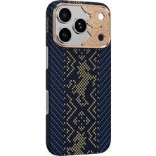iPhone 17 Pro Kılıf M-Safe Şarj Özellikli Karbon Fiber Benks Knight Armorair Kevlar Kapak Lacivert