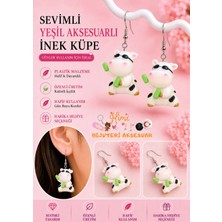 himi bijuteri aksesuar Neşeli Sevimli Gözlüklü Inek Hayvan Figürlü Plastik Sallantılı Küpe Hafif Tasarım Günlük Kullanım Bijuteri Çocuk Küpesi