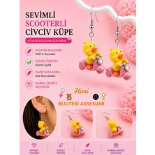 himi bijuteri aksesuar Scooterlu Civciv Neşeli Sevimli Hayvan Figürlü Plastik Sallantılı Küpeler Hafif Tasarım Günlük Kullanım Bijuteri Çocuk Küpesi