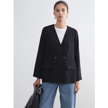 Lc Waikiki Yeni Sezon V Yaka Krep Kadın Blazer Ceket