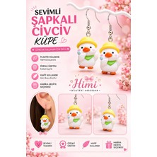himi bijuteri aksesuar Şapka Takmış Civciv Neşeli Sevimli Hayvan Figürlü Plastik Sallantılı Küpeler Hafif Tasarım Günlük Kullanım Bijuteri Çocuk Küpesi