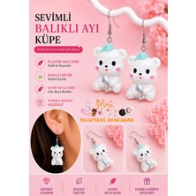 himi bijuteri aksesuar Neşeli Sevimli Balıklı Ayı Hayvan Figürlü Plastik Sallantılı Küpe Hafif Tasarım Günlük Kullanım Bijuteri Çocuk Küpesi