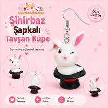 himi bijuteri aksesuar Neşeli Sihirbaz Şapkalı Tavşan Hayvan Figürlü Plastik Sallantılı Küpe Hafif Tasarım Günlük Kullanım Bijuteri Çocuk Küpesi