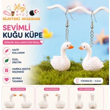 himi bijuteri aksesuar Neşeli Sevimli Kuğu Hayvan Figürlü Plastik Sallantılı Küpe Hafif Tasarım Günlük Kullanım Bijuteri Çocuk Küpesi