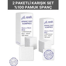 Ağaoğlu Spanc Gazlı Bez Kombo 1 Paket  8 Katlı 200 Adet - Yüksek Emici, Yapışmayan, Nefes Alabilir %100 Pamuk Yara Pansuman Pedi (Gaz Kompres)