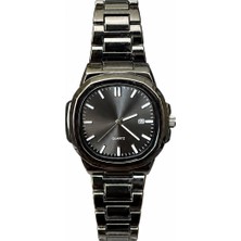 Aybars Premium Erkek Kol Saati Çelik Kordon Siyah Kadran Takvimli Quartz Analog Bilek Saati