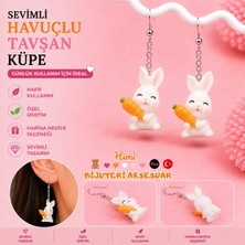 himi bijuteri aksesuar Neşeli Havuçlu Tavşan Hayvan Figürlü Plastik Sallantılı Küpe Hafif Tasarım Günlük Kullanım Bijuteri Çocuk Küpesi