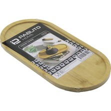 Mabelme Store Oval Ahşap Bambu Yağdanık Altlık - Sunum Tepsi 12X24X0.8CM
