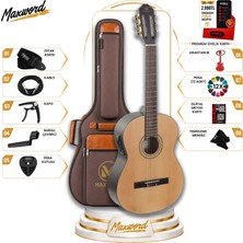 Maxword X50-EQ Ekolayzerli Profesyonel Elektro Klasik Gitar Seti Natural El Yapımı