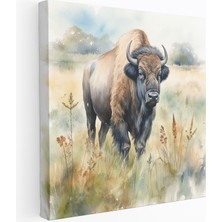 Popcas Suluboya Tasarımlı Buffalo Desenli Yumuşak Pastel Renklerde Duvar Tablosu