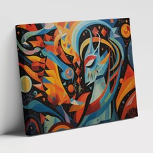 Popcas Efsanevi Desenler Mitoloji Temalı Modern Sanat Geometrik Soyutlama Dekoratif Kanvas Tablo