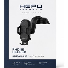 Hepu Armor Series HP-AA03 Güçlü Vakumlu Vantuzlu Araç Içi Telefon Tutucu - Tek Elle Kullanım Imkanı Sunan Metal ve Plastik Gövdeli Torpido/ön Cam Uyumlu Araç Tutacağı