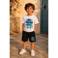 Zepkids 67 Baskılı Erkek Çocuk Siyah Renk Pamuklu Şortlu Takım