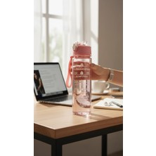 Bymyhand Pembe Taşıma Kulplu Kilit Kapaklı Pipetli Suluk Okul Matarası 1000 ml