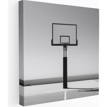 Popcas Basketbol Potası Motifli Sade Siyah ve Beyaz Baskı Dekoratif Kanvas Tablo
