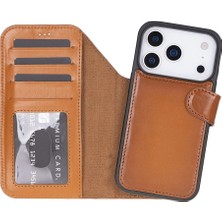 Eco Lounge Apple iPhone 17 Pro Max Için, Hakiki Deri, El Yapımı Cüzdanlı Kılıf, Magsafe ile Uyumlu, Iç Yüzeyi Kadife, Gölgeli Taba