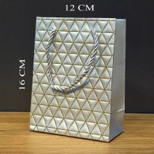 Eco Lounge Gümüş Geometrik Desenli Mini Boy Karton Hediye Çantası