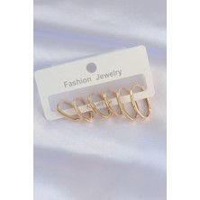 Eco Lounge Pirinç Gold Renk Ince Oval Küpe Seti