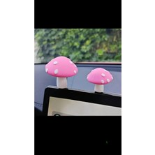 himi bijuteri aksesuar 2'li Pembe Mantarlar Plastik Dikiz Aynası Süsü Ayna Süsü Araç Içi Araba Süsü Torpido Süsü Araç Oto Aksesuar
