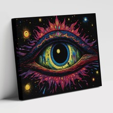 Popcas Esoterizm Motifli Psikedelik Algı Illuminati Görseli ile Dekoratif Duvar Sanatı Kanvas Tablo
