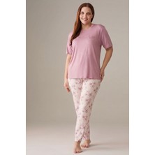 Avrissa Concept Modern Desenli Kumaş Kısa Kollu Pijama Takım Rahat Ev Giyim Takımı