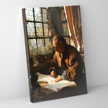 Popcas Johannes Vermeer Bir Mektup Yazan Adam Modern Sanat Dekoratif Kanvas Tablo