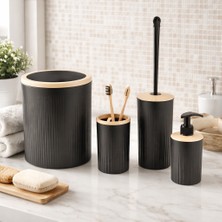 Decorev 5'li Banyo Seti Siyah Tuvalet Kova Wc Set