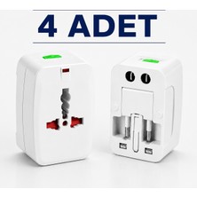 Aksesuarcep 4 Adet Akım Korumalı  Universal Seyahat Adaptörü Priz Çevirici 110-250V Geniş Voltaj Desteği