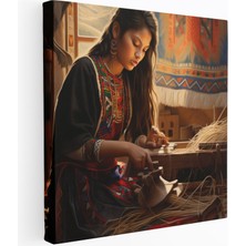 Popcas Kızılderili Dokumacı Klasik Desenli Halı Kanvas Tablo
