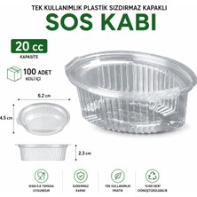 Liva Ambalaj Tek Kullanımlık Plastik Sızdırmaz Kap, Kapaklı Sos Kabı 20 cc (100 Adet)