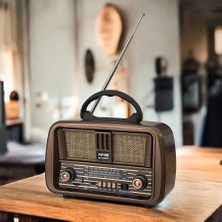Dexxony Kahverengi Bluetoothlu Büyük Boy Nostaljik Radyo - Elektrikli ve Şarjlı -Videolu Ürün