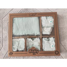 Bambik Bebly 10003 Yeni Doğan Bebek Hastane Çıkışı - 10'lu Ponpon Kabartmalı Müslin Pamuklu Set