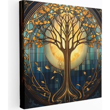 Popcas Art Deco Hayat Ağacı Geometrik Desenler ile Modern Sanat Dekorasyonu Kanvas Tablo