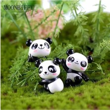 Himi Pasta Süsleri 3'lü Panda Plastik Minyatür Figür Karakter Oyuncakları Evcilik Oyuncakları Küçük Minik Oyuncaklar
