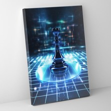 Popcas Futuristik Satranç Motifli Satrançta Teknoloji ve Gelecek Vizyonu Kanvas Tablo
