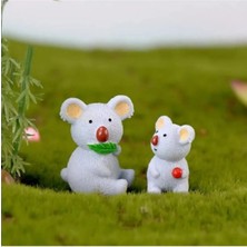 Himi Pasta Süsleri 2'li Koala Plastik Minyatür Figür Karakter Oyuncakları Evcilik Oyuncakları Küçük Minik Oyuncaklar