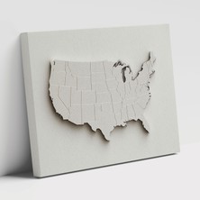 Popcas Minimalist Amerika Birle Devletleri Haritası Modern Sanat ile Tasarım Kanvas Duvar Tablosu