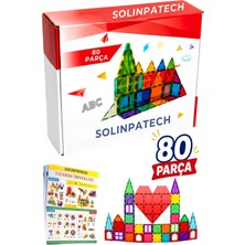 Solinpatech 80 Parça 7.5cm Büyük Boy Manyetik Blok Seti | Güçlü Mıknatıslı Zeka Geliştirici Eğitici Oyuncak