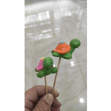 Himi Pasta Süsleri 2'li Kaplumbağa Plastik Minyatür Figür Karakter Oyuncakları Evcilik Küçük Minik Oyuncaklar